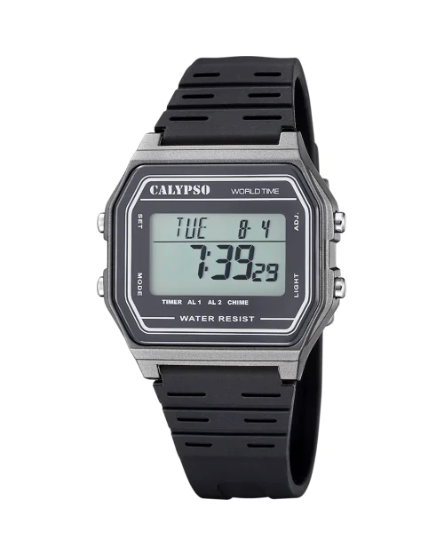 Calypso K6078/6 Digitaluhr, grau und schwarz, Unisex, Kautschukarmband